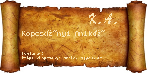 Kopcsányi Anikó névjegykártya