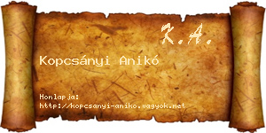 Kopcsányi Anikó névjegykártya