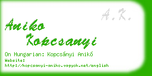 aniko kopcsanyi business card