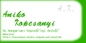 aniko kopcsanyi business card
